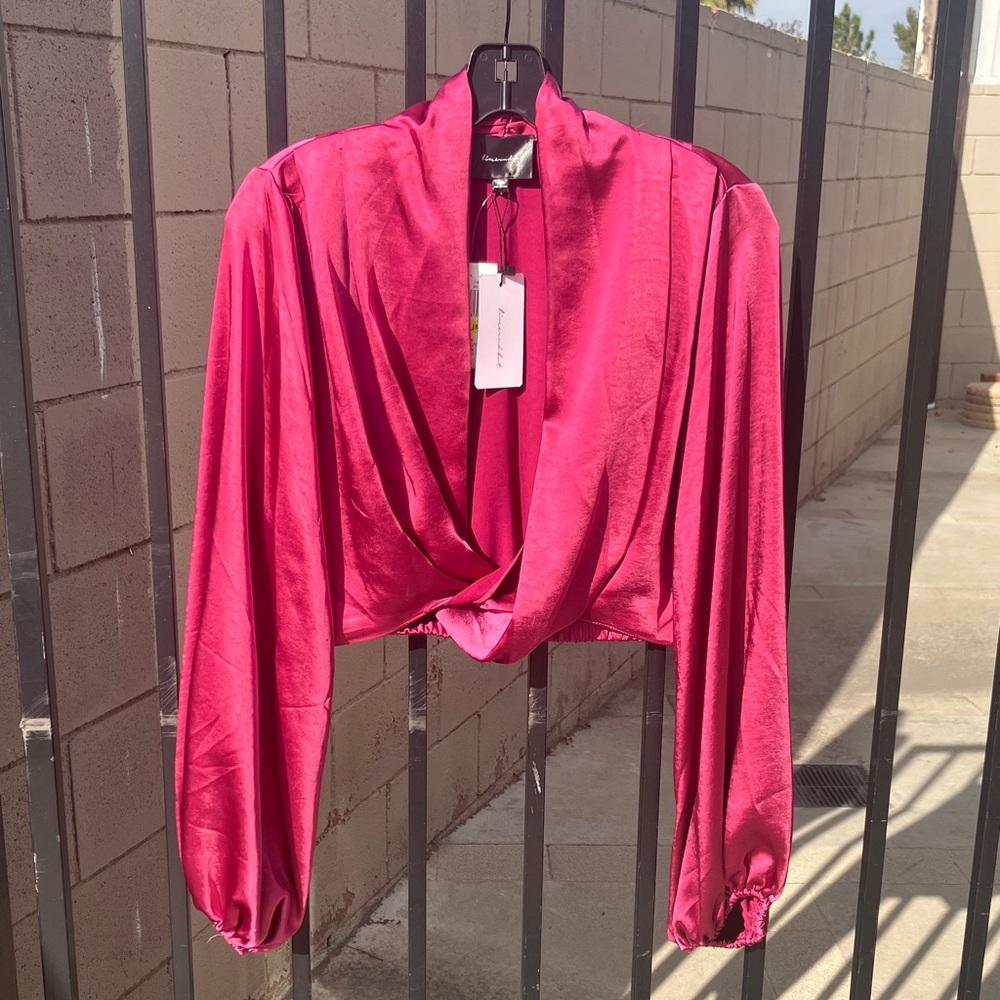 Line & Dot Fuchsia Draped Blouse